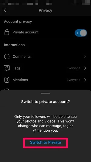 Public or private account on Instagram
