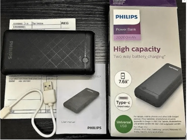 Philips 20000 mAh Powerbank In Box Contents
