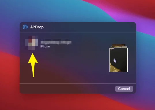 Select The AirDrop Device