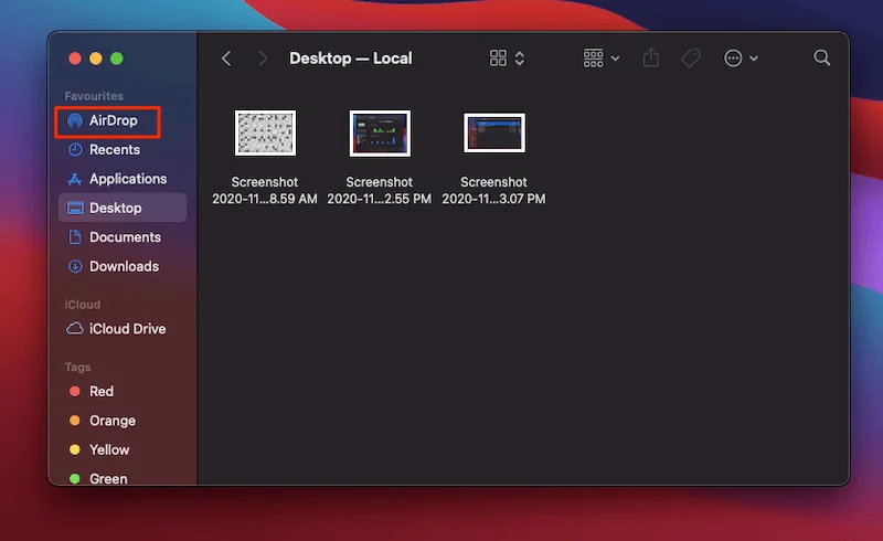 Selecting AirDrop In Finder