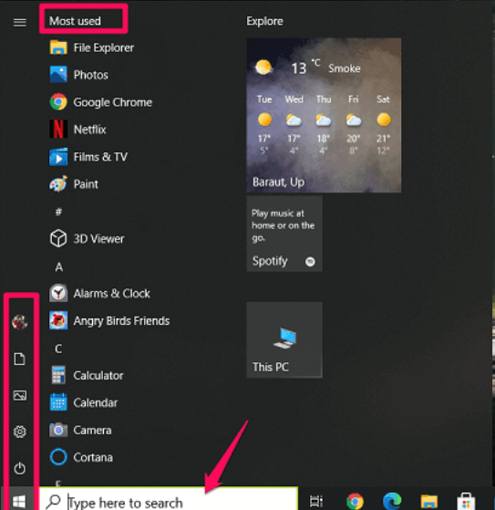 Windows 10 Start Menu