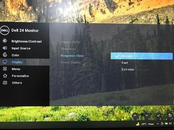 Changing Response Time on Dell Monitor