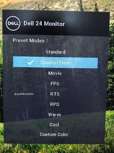 Dell Monitor Preset Modes