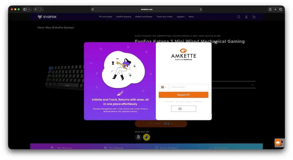 How to create an account on amkette website
